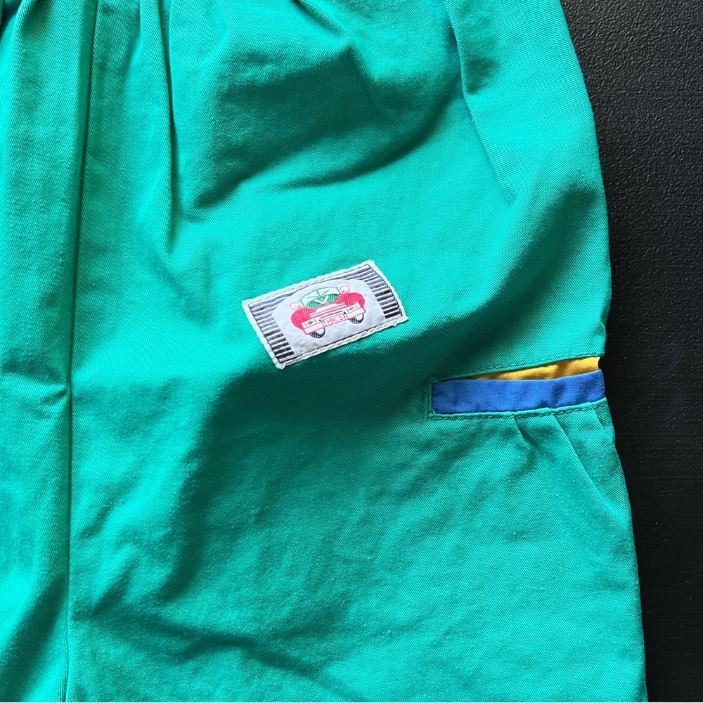 Vintage 1990s Art Viti Color block Green Blue Romper Overalls Unisex Kids Retro - Picture 5 of 15